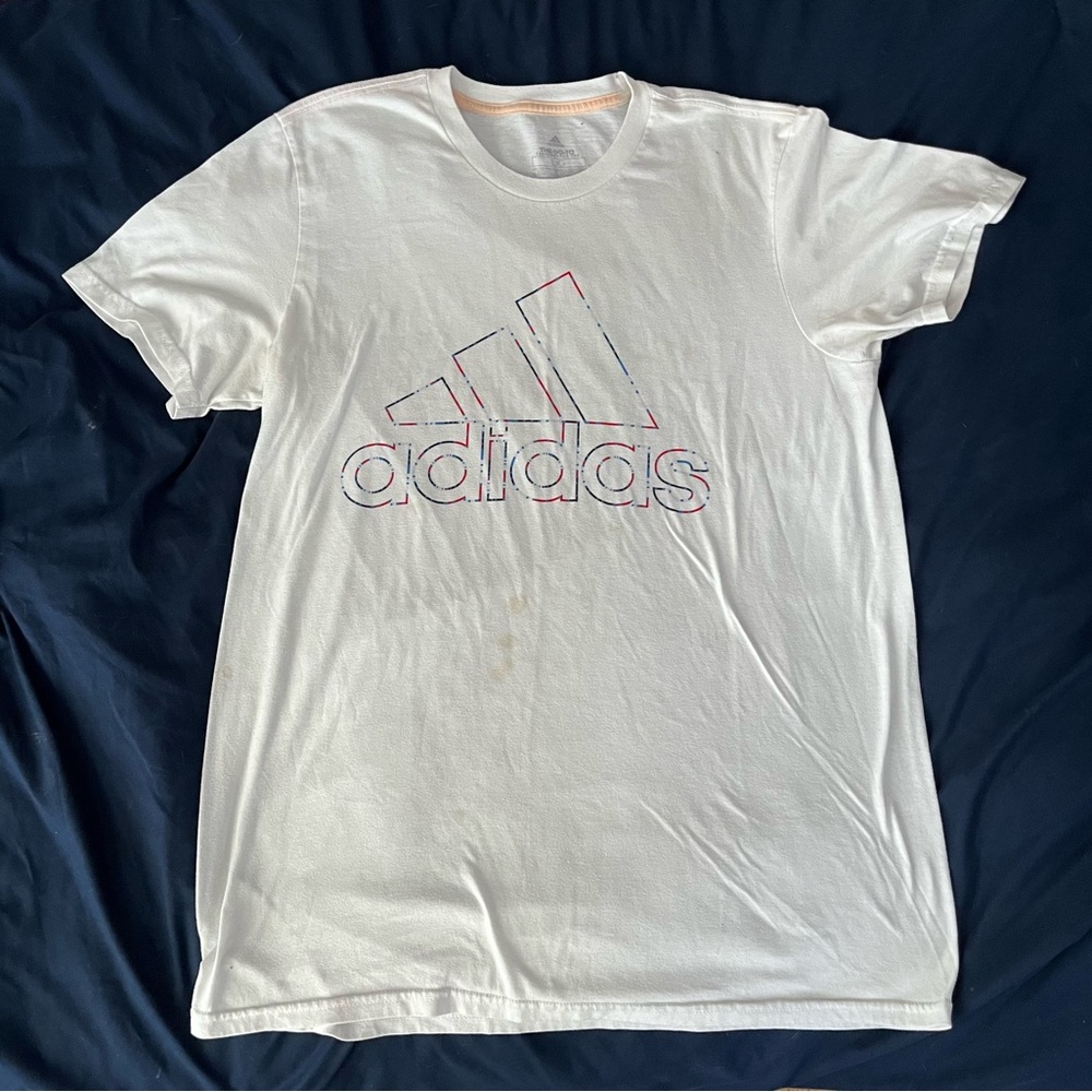 white Adidas shirt, used, large